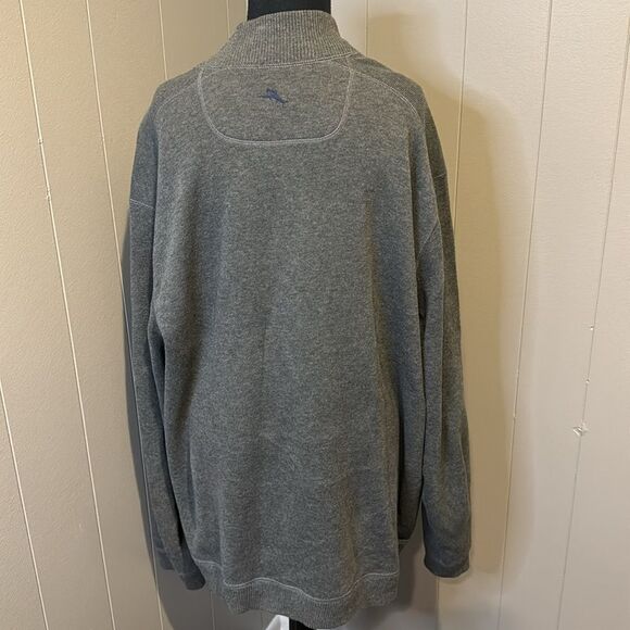 Tommy Bahama Heather Gray/Navy Flip Side Pro Reversible Half-Zip Sweatshirt. XXL - Picture 6 of 12